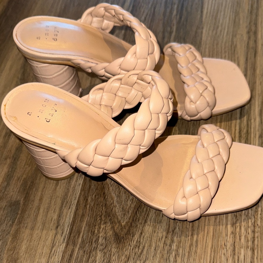 Target Braided Strap Block Heel Sandals in Cream